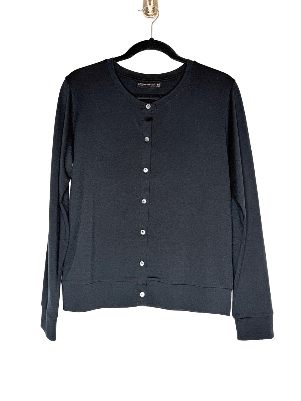 Icebreaker Merino Wool Button Down Cardigan In Black Size M